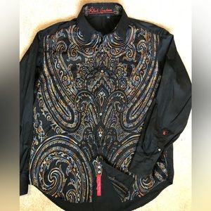 Robert Graham black embroidered shirt.